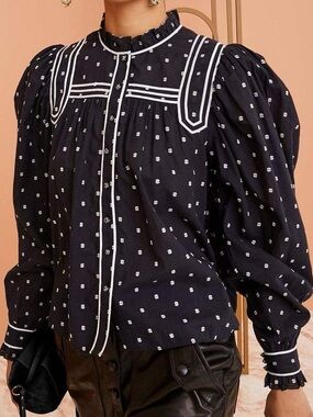 Ulla Johnson Abigail Blouse in Eclipse Dot Size 4